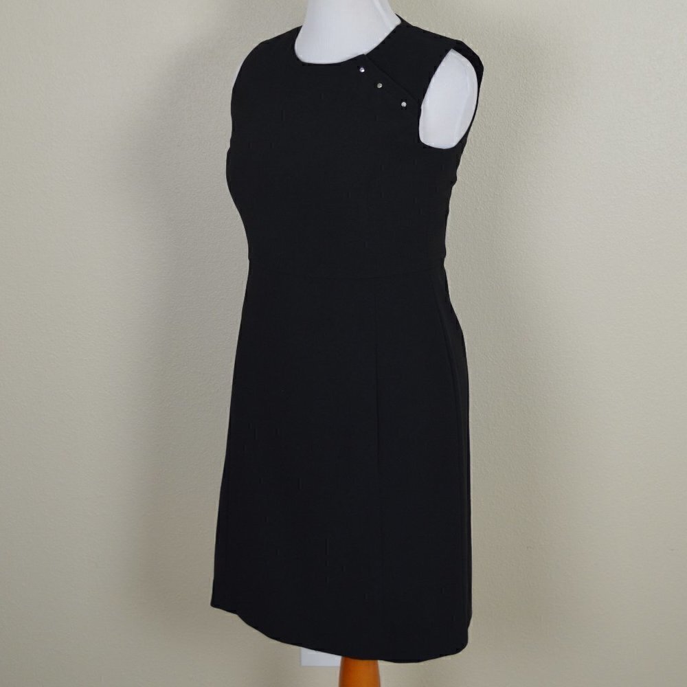 DKNY Button Shoulder Sheath Dress Black 10 - Picture 3 of 8